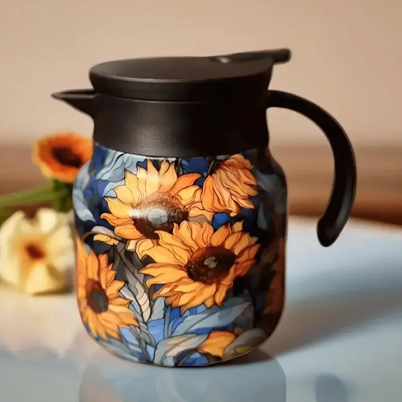 Floral Thermal Bottle with Tea Infuser – 800ml Stainless Steel Flask
