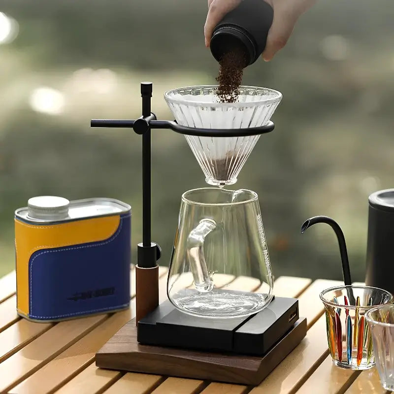MHW-3BOMBER Drip Station – Adjustable Pour-Over Stand with Walnut Base
