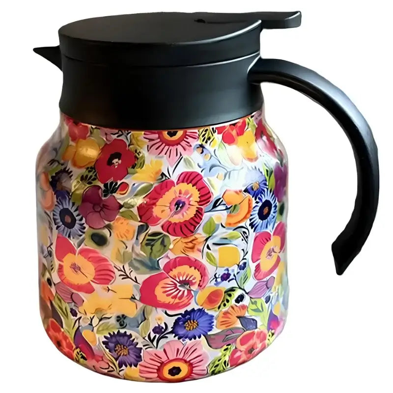 Floral Thermal Bottle with Tea Infuser – 800ml Stainless Steel Flask