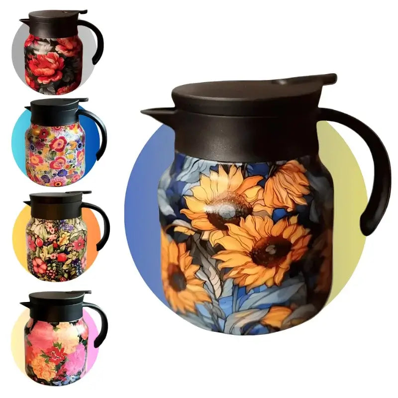 Floral Thermal Bottle with Tea Infuser – 800ml Stainless Steel Flask