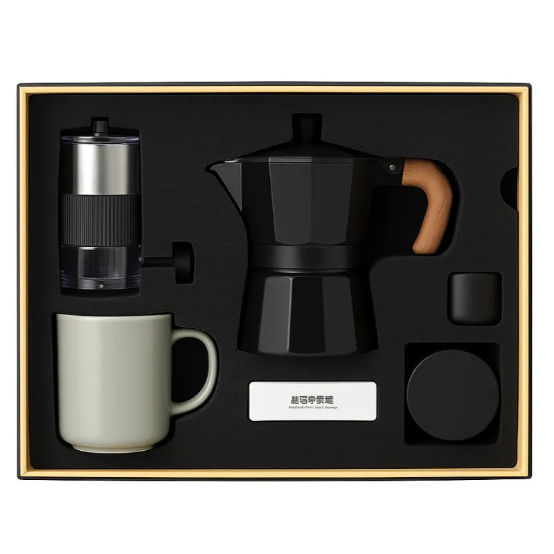 Barista Moka Set – Complete Coffee Gift Kit with Grinder, Mug & Storage