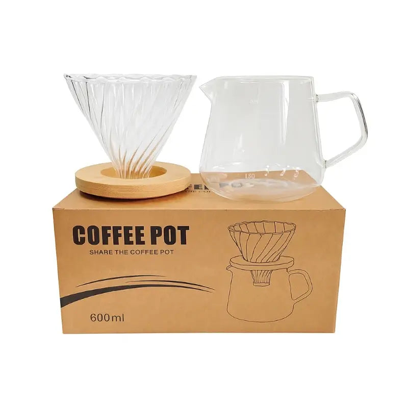 Barista Glass Brew Set – V60 + Wooden Stand + Carafe