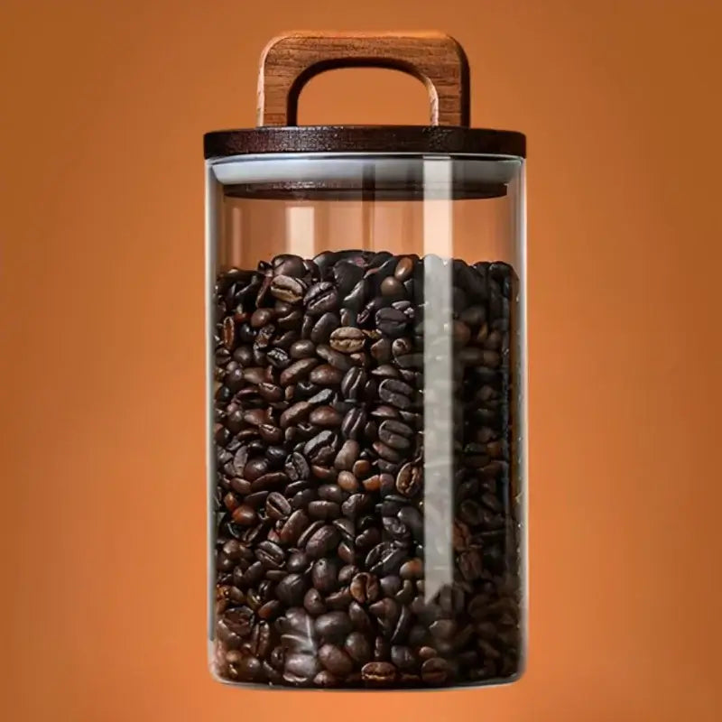 Wood Beans – Airtight Glass Coffee Storage Jar with Wooden Lid