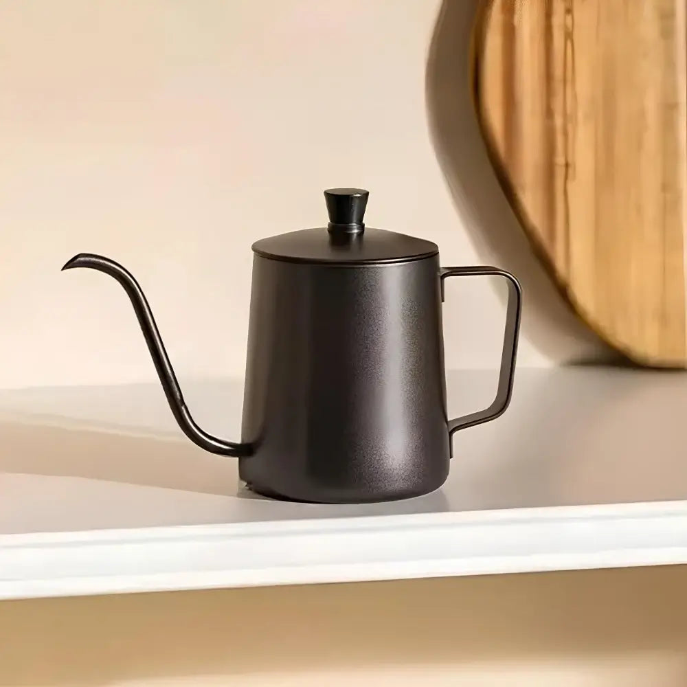 Black Coffee Barista Set – Pour Over Kettle, Borosilicate Glass Jug & Reusable Stainless Steel Filter