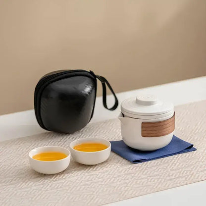 Portable Ceramic Tea Set with Travel Case – 3-Piece Infuser Kit