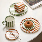 Artisanal Ceramic Mug & Saucer Set – Matcha Green & Golden Honey