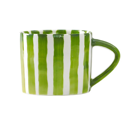 Artisanal Ceramic Mug & Saucer Set – Matcha Green & Golden Honey