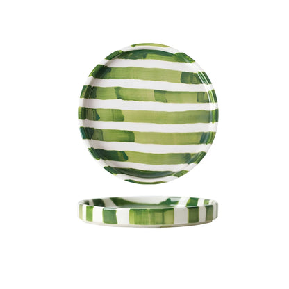 Artisanal Ceramic Mug & Saucer Set – Matcha Green & Golden Honey