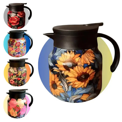 Floral Thermal Bottle with Tea Infuser – 800ml Stainless Steel Flask
