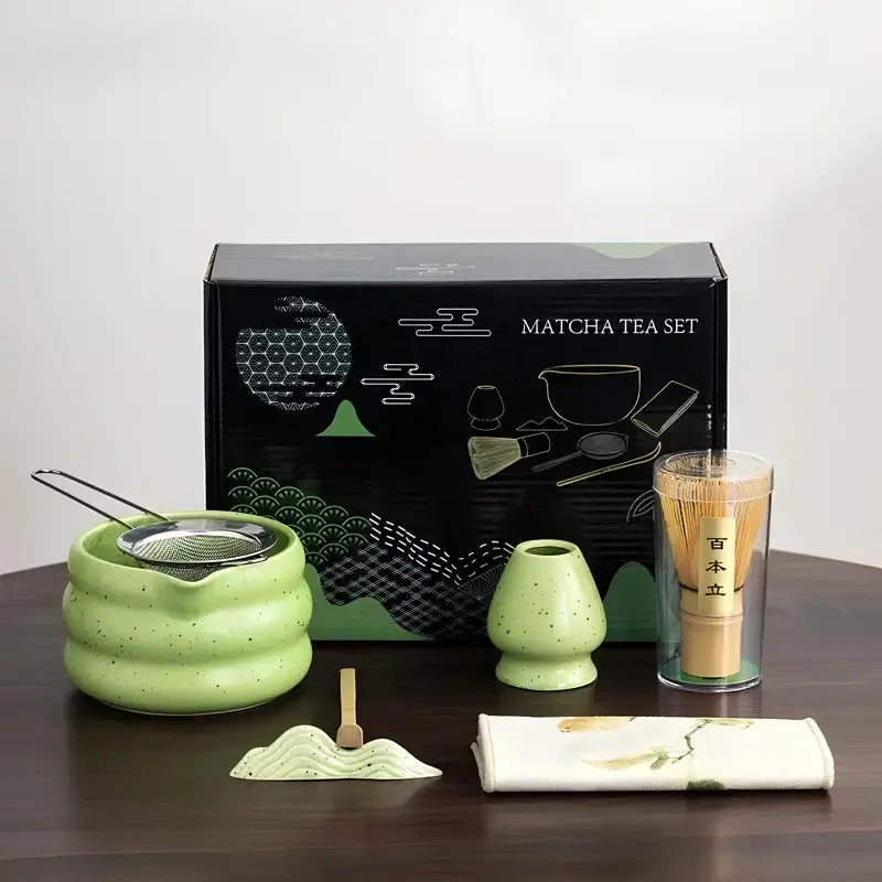 Matcha Tea Set – 7 Pieces Handcrafted Ceramic & Bamboo Set