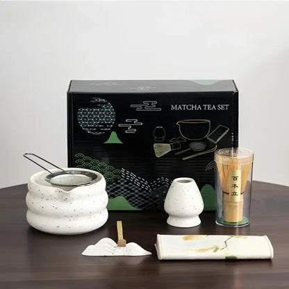 Matcha Tea Set – 7 Pieces Handcrafted Ceramic & Bamboo Set