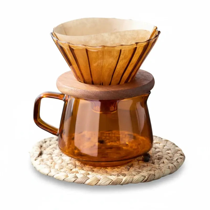 Amber Brew Barista Kit – 3-Piece Coffee V60 Dripper Set with Wooden Stand
