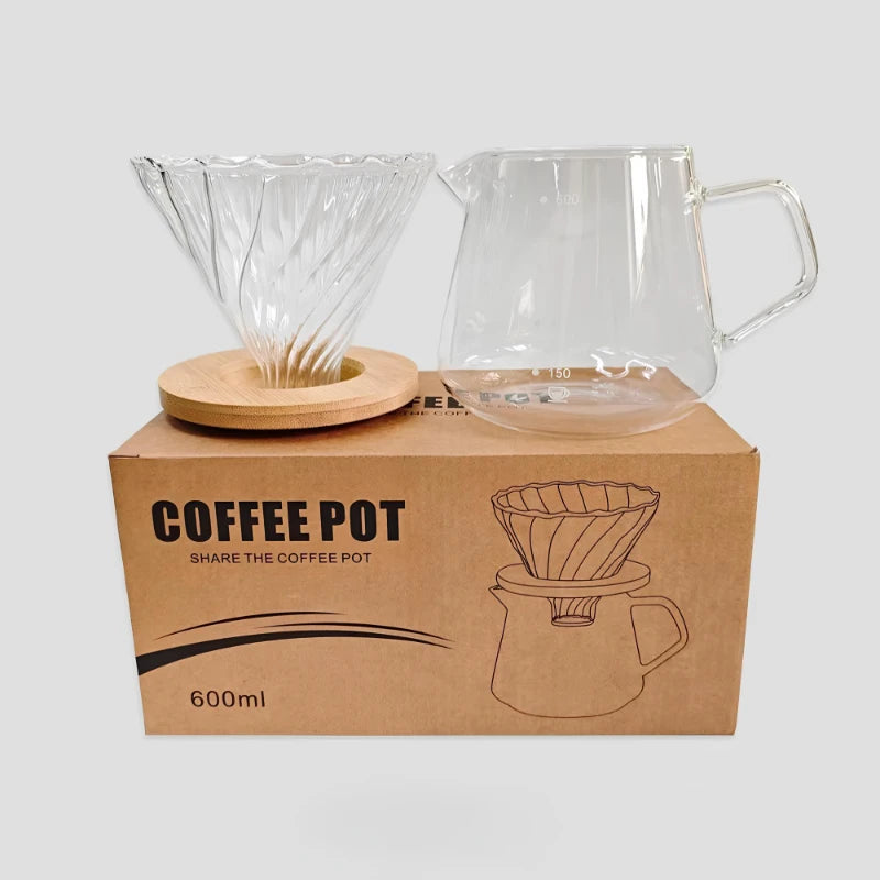 Barista Glass Brew Set – V60 + Wooden Stand + Carafe