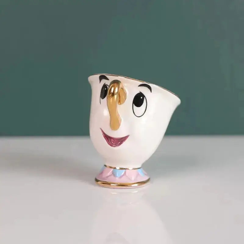 Mrs. Potts & Chip Tea Set – Hand-Painted Porcelain Teapot, Cups & Sugar Bowl