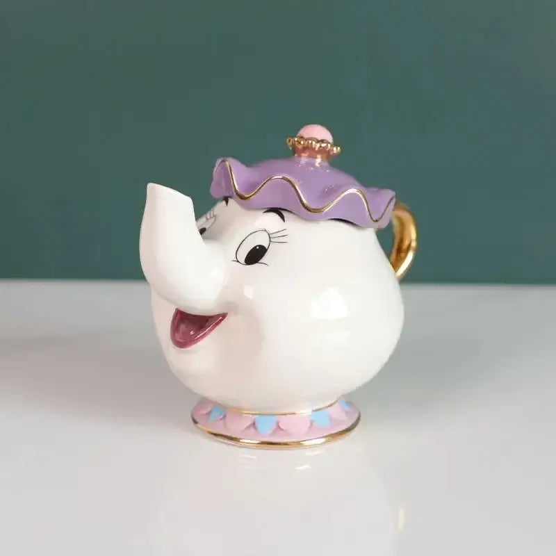 Mrs. Potts & Chip Tea Set – Hand-Painted Porcelain Teapot, Cups & Sugar Bowl