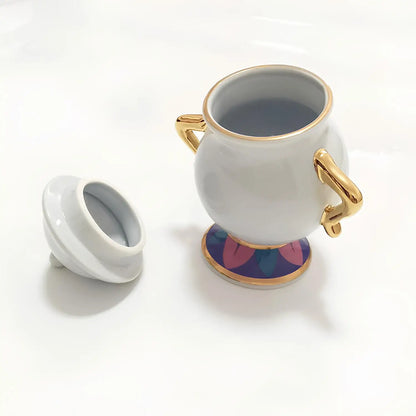 Mrs. Potts & Chip Tea Set – Hand-Painted Porcelain Teapot, Cups & Sugar Bowl