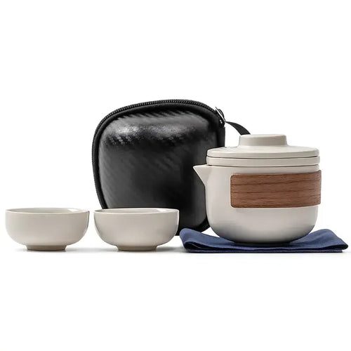 Portable Ceramic Tea Set with Travel Case – 3-Piece Infuser Kit