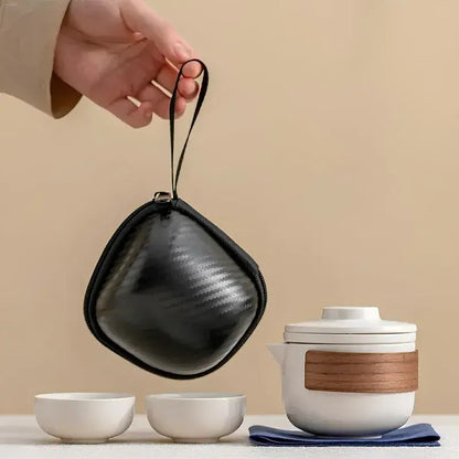 Portable Ceramic Tea Set with Travel Case – 3-Piece Infuser Kit
