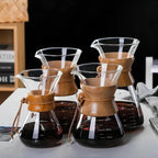 Glass Pour-Over Coffee Maker with Reusable Stainless Steel Filter – Chemex Style
