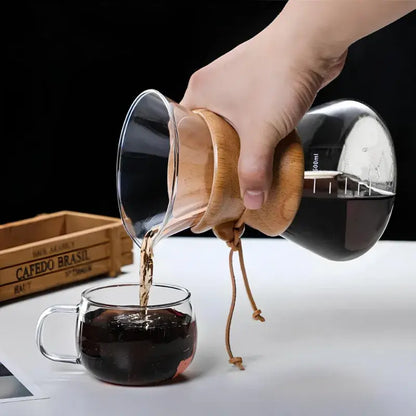 Glass Pour-Over Coffee Maker with Reusable Stainless Steel Filter – Chemex Style
