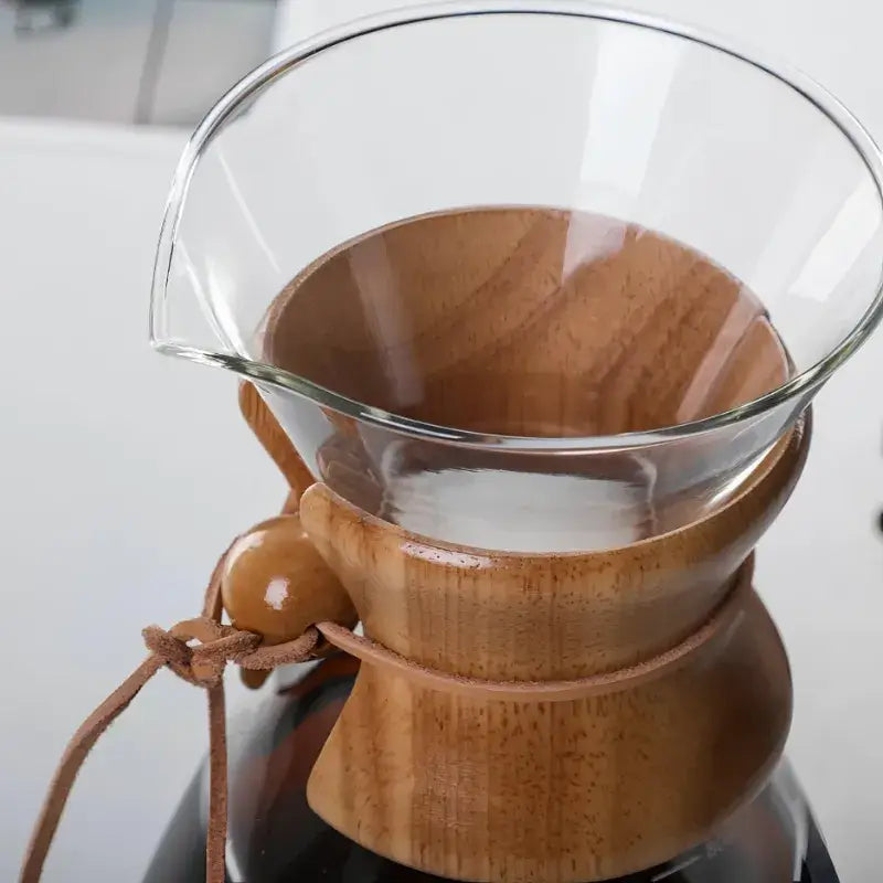 Glass Pour-Over Coffee Maker with Reusable Stainless Steel Filter – Chemex Style