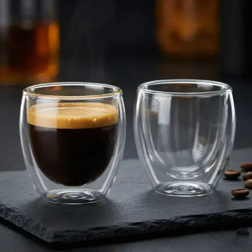 Double-Wall Glass Espresso Cups 80ml — Set of 2