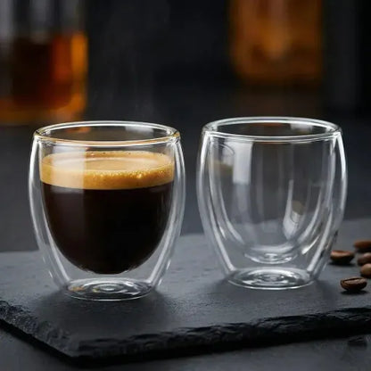 Double-Wall Glass Espresso Cups 80ml — Set of 2