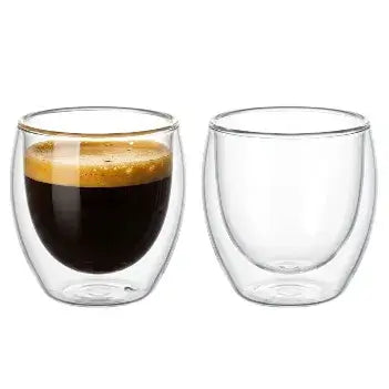 Double-Wall Glass Espresso Cups 80ml — Set of 2
