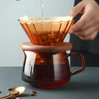 Amber Brew Barista Kit – 3-Piece Coffee V60 Dripper Set with Wooden Stand
