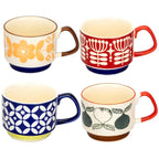 Handcrafted Japanese Ceramic Mug Set – Retro Designs for Tea and Coffee Lovers
