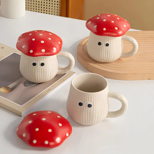Mushroom Mug - Handcrafted Ceramic Mug with Lid