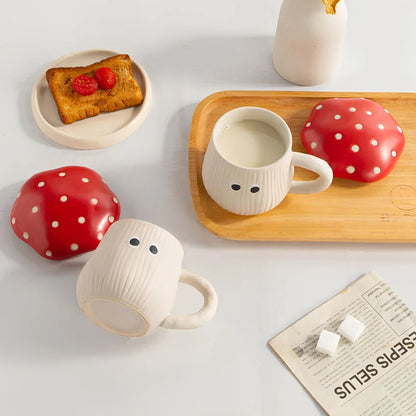 Mushroom Mug - Handcrafted Ceramic Mug with Lid