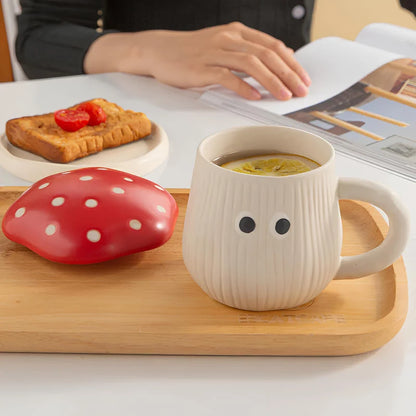 Mushroom Mug - Handcrafted Ceramic Mug with Lid