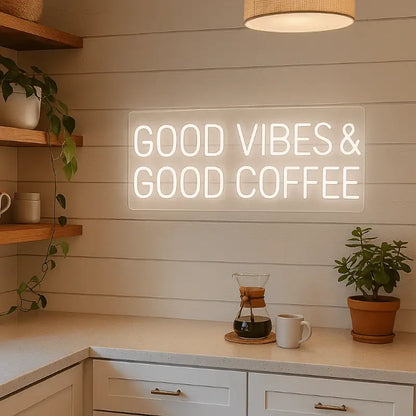 Neon Sign "Good Vibes & Good Coffee" – USB Powered