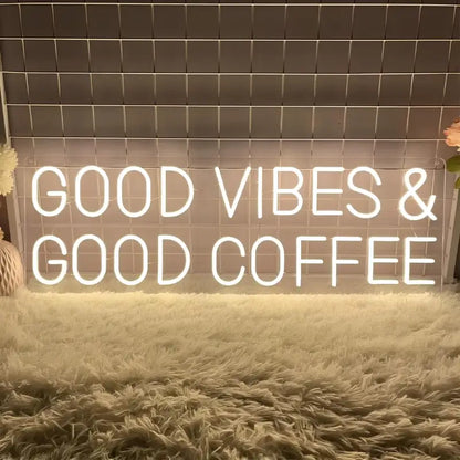 Neon Sign "Good Vibes & Good Coffee" – USB Powered