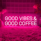 Neon Sign "Good Vibes & Good Coffee" – USB Powered