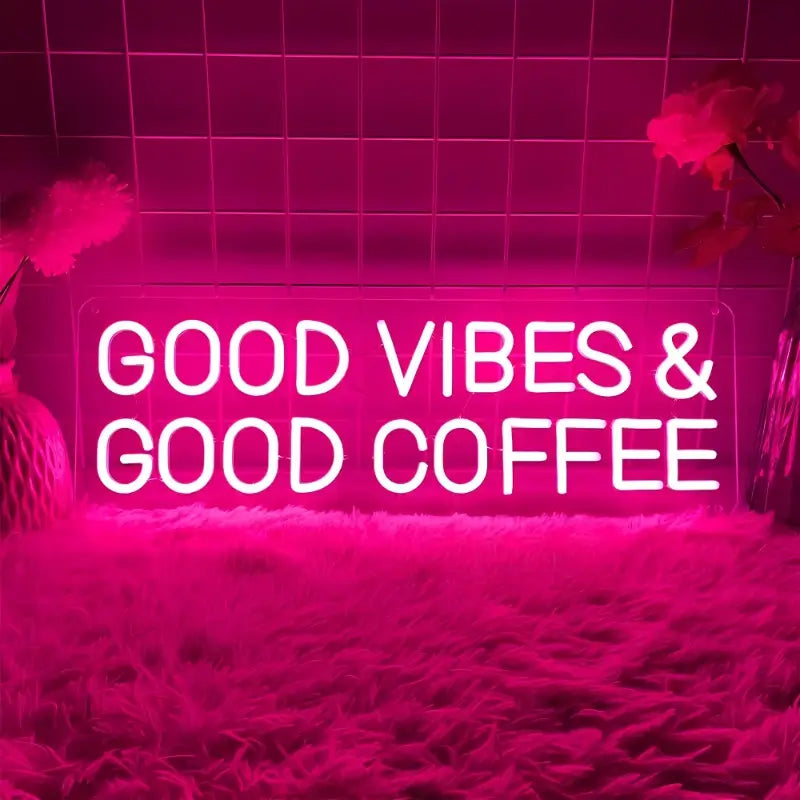 Neon Sign "Good Vibes & Good Coffee" – USB Powered