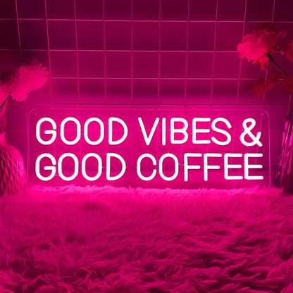 Neon Sign "Good Vibes & Good Coffee" – USB Powered