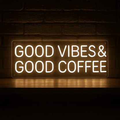 Neon Sign "Good Vibes & Good Coffee" – USB Powered