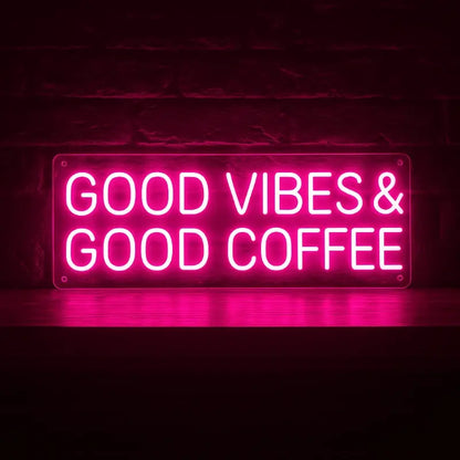 Neon Sign "Good Vibes & Good Coffee" – USB Powered