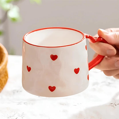 Red Heart Handcrafted Ceramic Mug