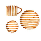 Artisanal Ceramic Mug & Saucer Set – Matcha Green & Golden Honey