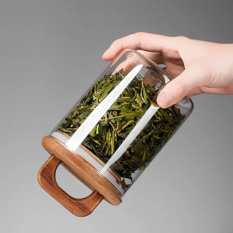 Wood Beans – Airtight Glass Coffee Storage Jar with Wooden Lid