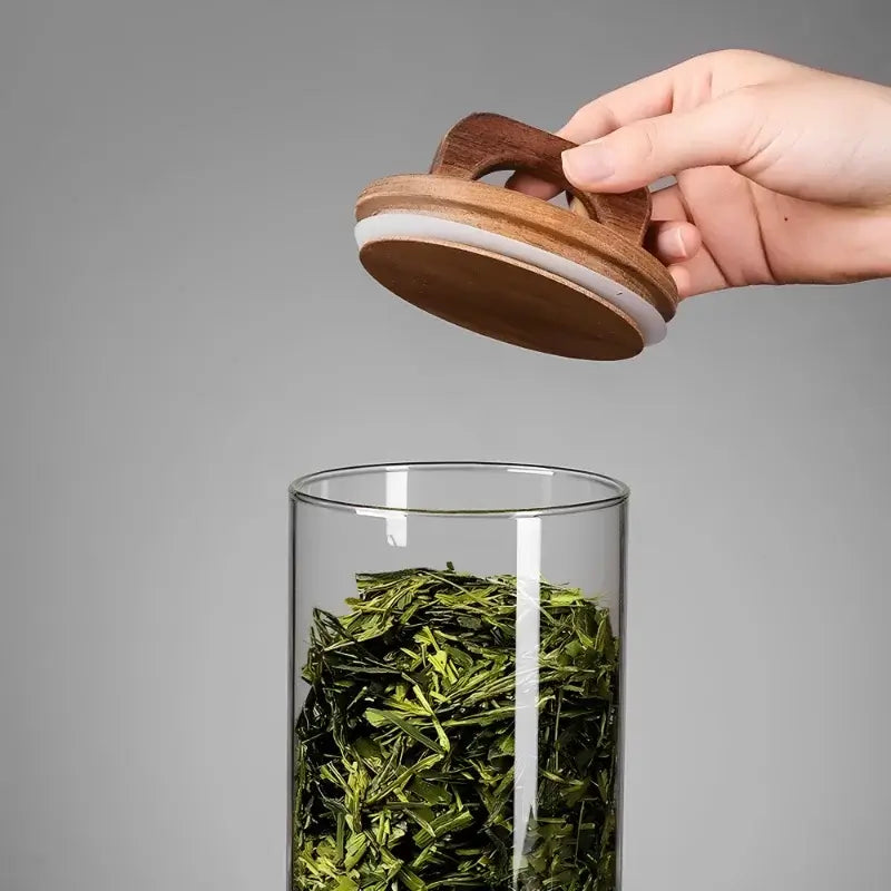 Wood Beans – Airtight Glass Coffee Storage Jar with Wooden Lid