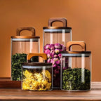 Wood Beans – Airtight Glass Coffee Storage Jar with Wooden Lid