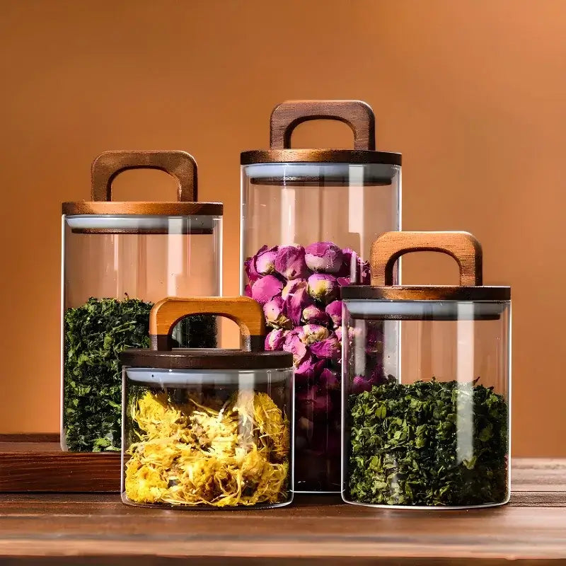 Wood Beans – Airtight Glass Coffee Storage Jar with Wooden Lid