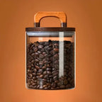 Wood Beans – Airtight Glass Coffee Storage Jar with Wooden Lid
