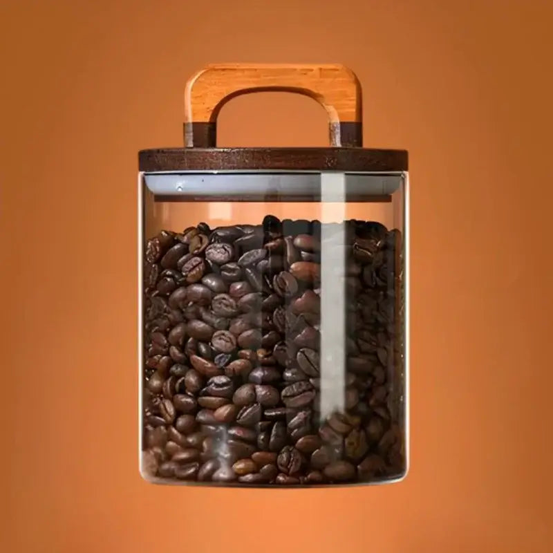 Wood Beans – Airtight Glass Coffee Storage Jar with Wooden Lid